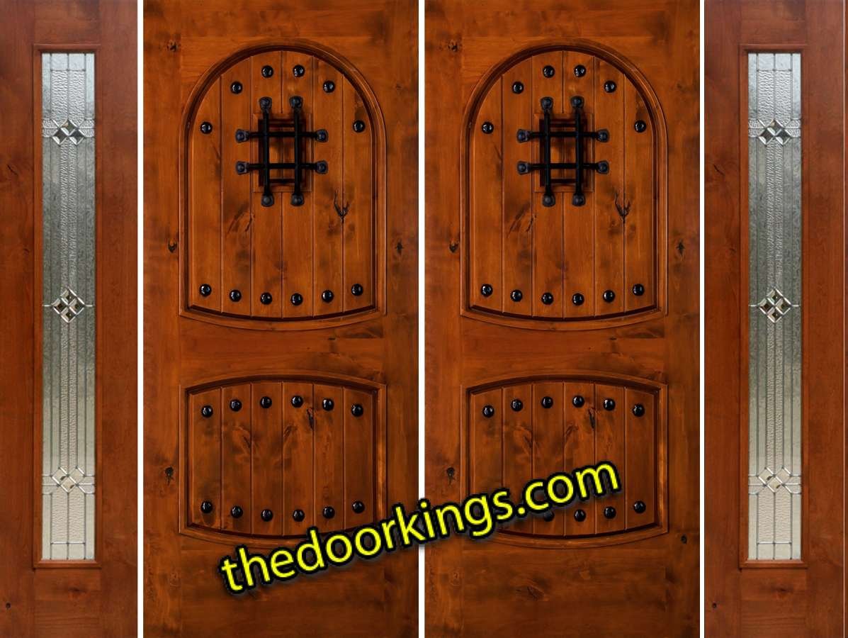 sw01 knotty alder double door with builder zinc sidelites